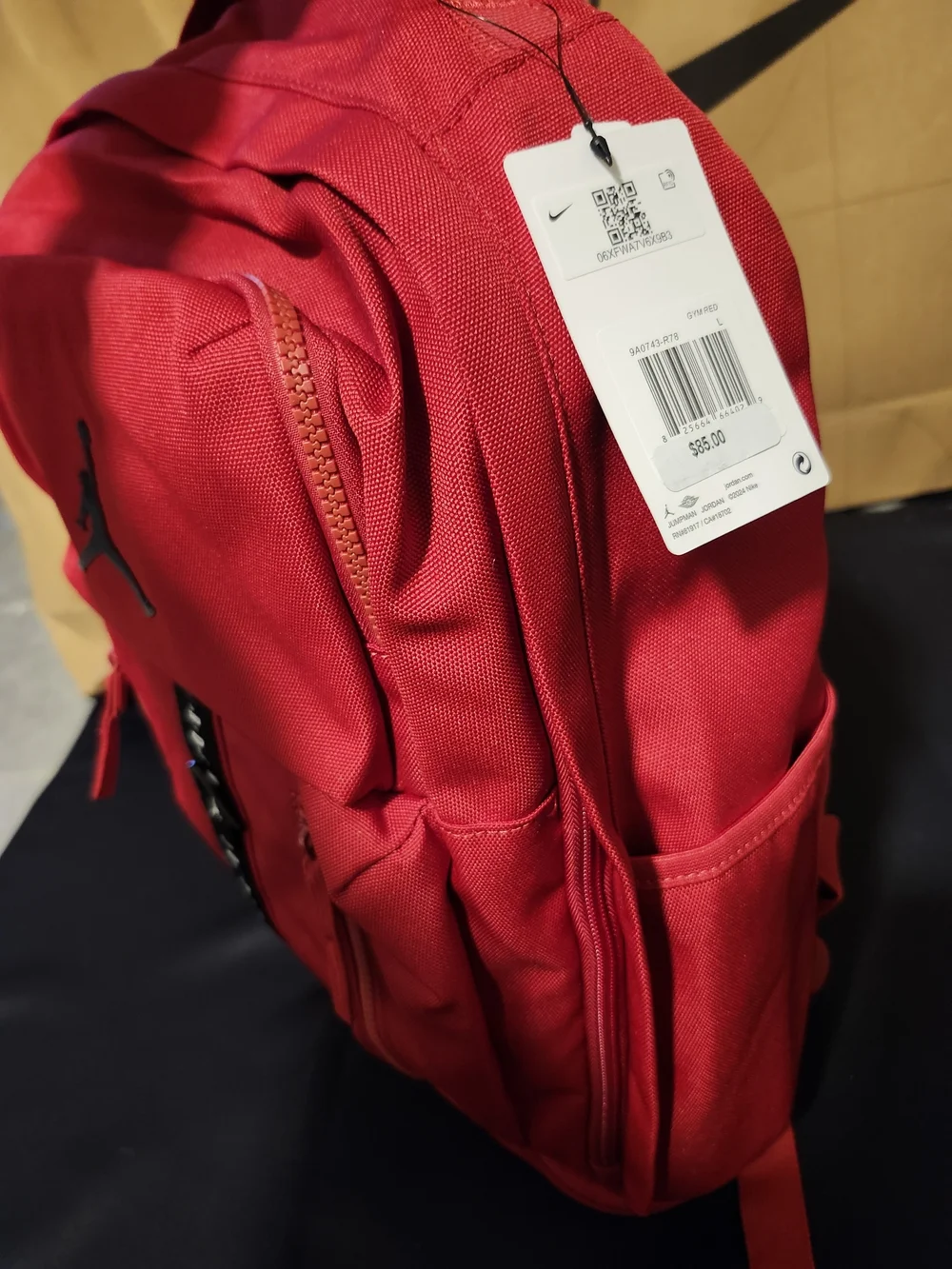 Jordan Red Men's Backpack with Black Jumpman Accent